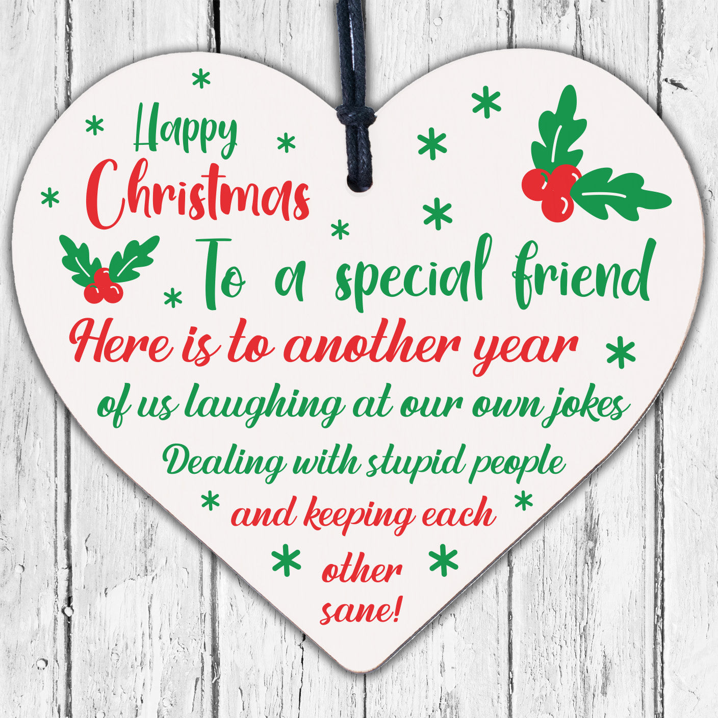 Christmas Gift Wood Heart Sign Novelty Friendship Gift For Best Friend Keepsake
