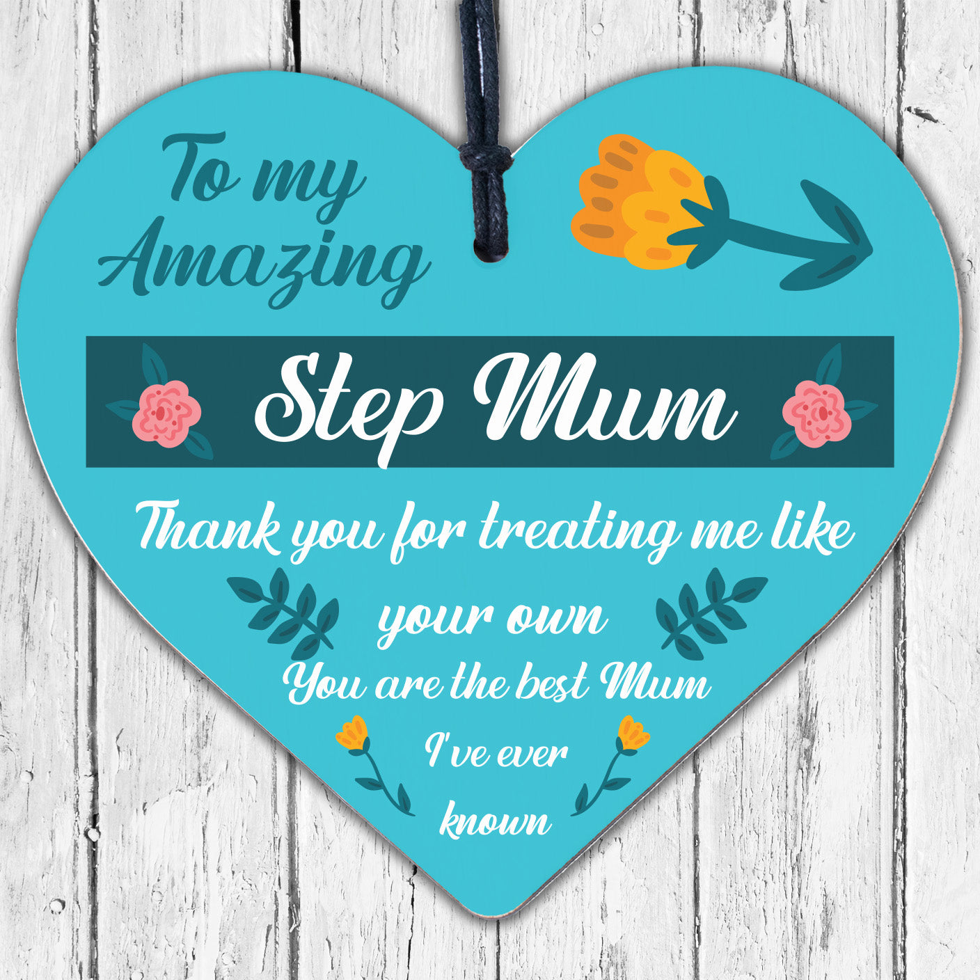 Handmade Amazing Step Mum Heart Plaque Gifts For Mum Best Friend Birthday Gifts