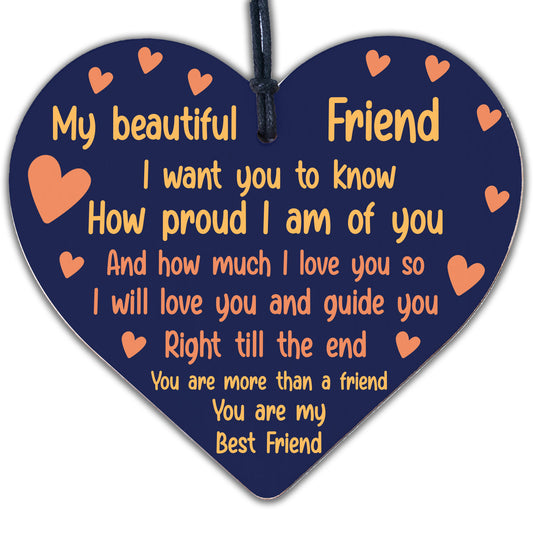 Best Friend Keepsake Gift Wooden Heart Plaque Birthday Christmas Gifts For Women