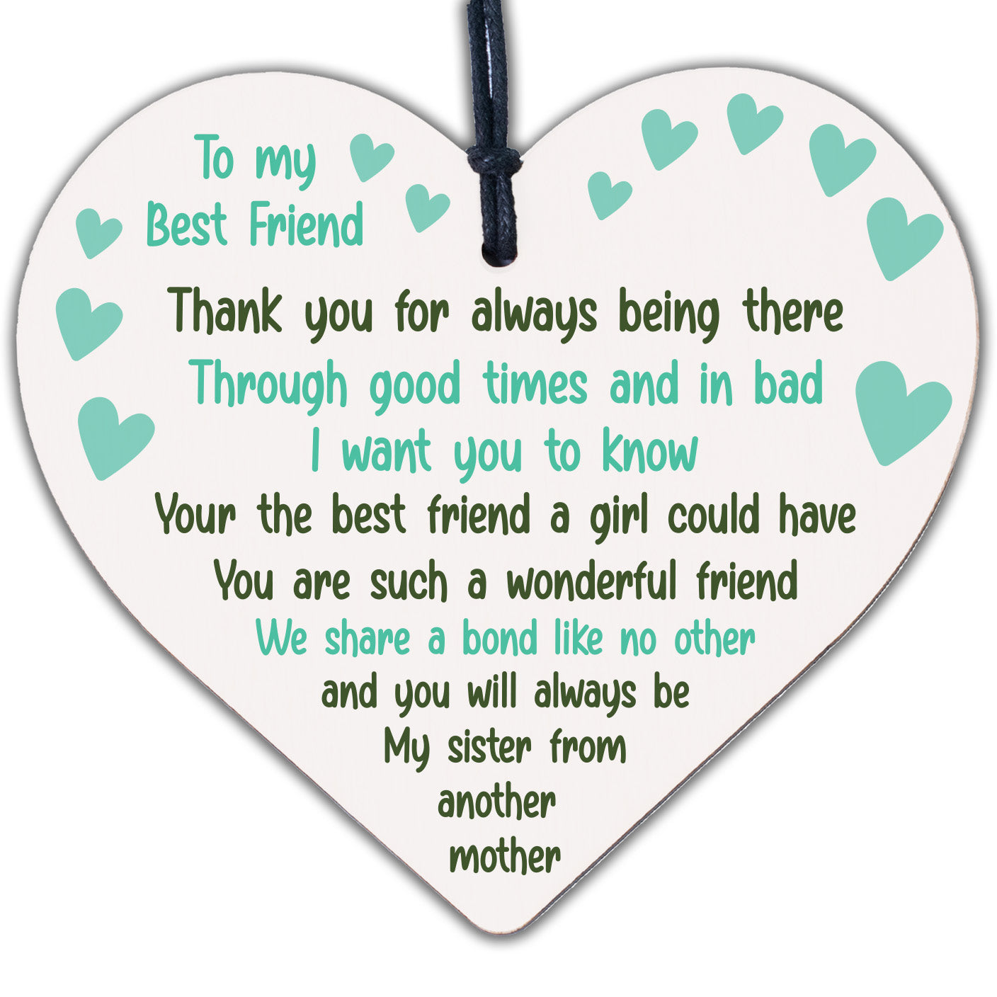 Handmade Gift For Best Friend Birthday Christmas Wooden Heart Thank You Gift