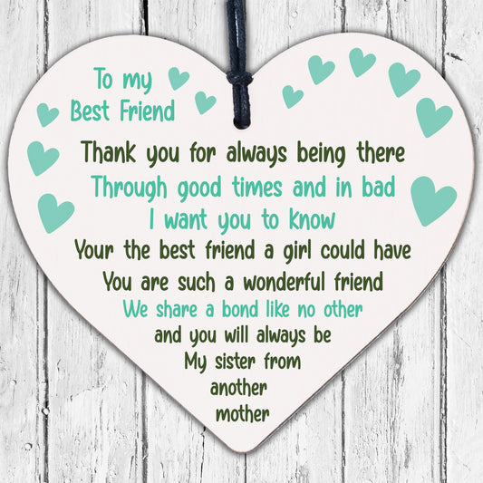 Handmade Gift For Best Friend Birthday Christmas Wooden Heart Thank You Gift