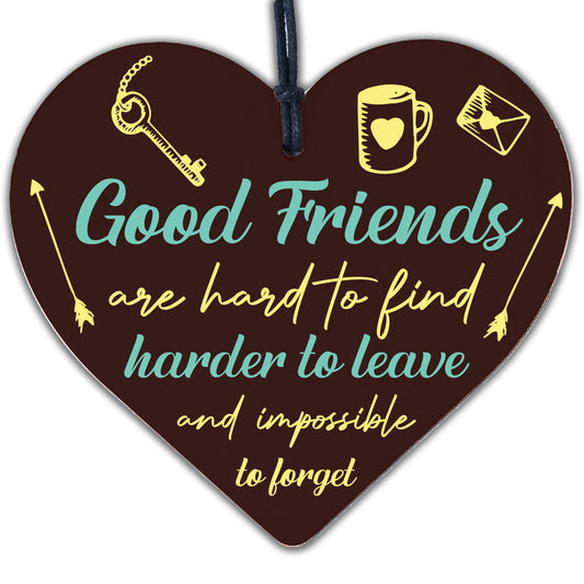 Best Friend Sign Friendship Plaque Handmade Chic Wooden Heart Thank You Gift