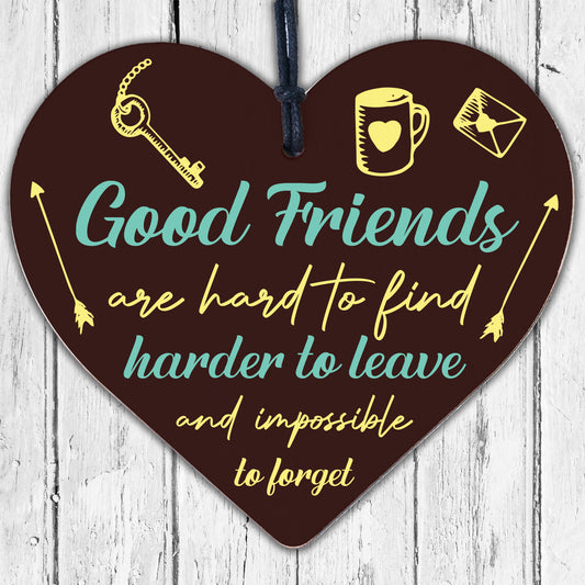 Best Friend Sign Friendship Plaque Handmade Chic Wooden Heart Thank You Gift