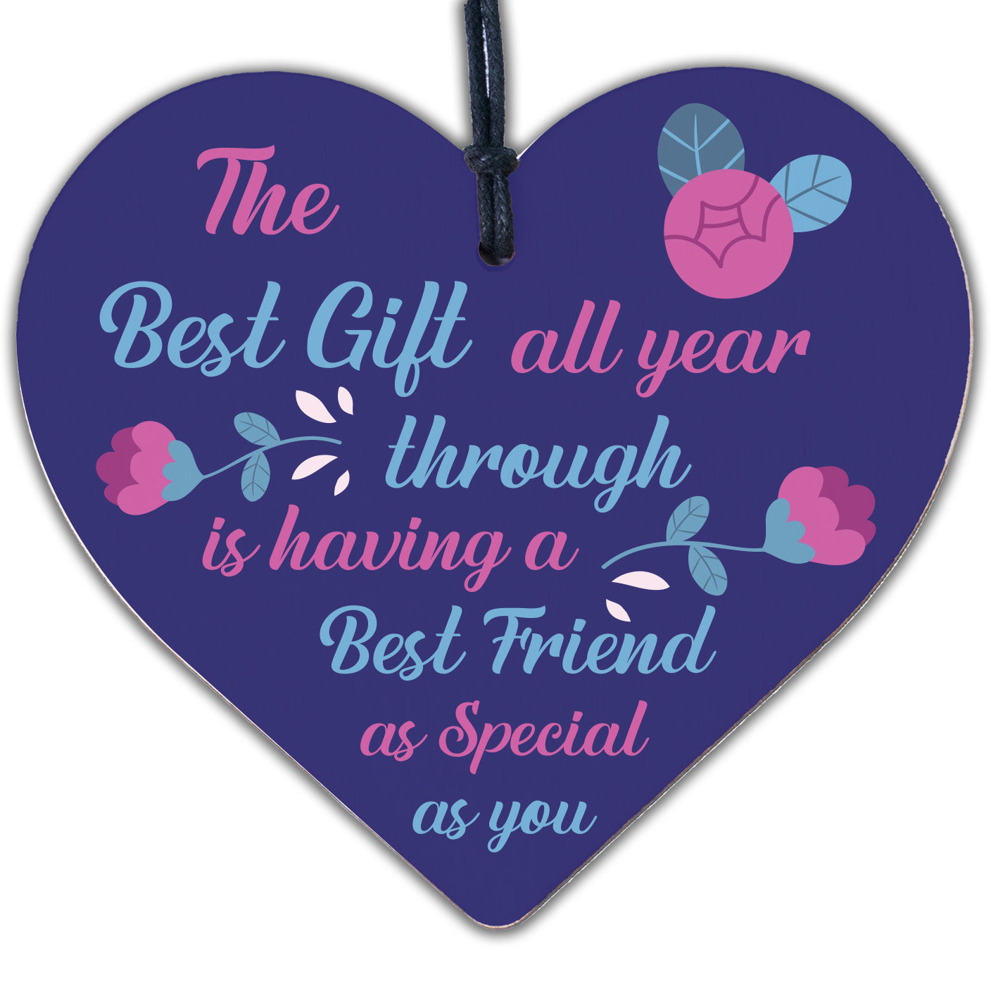 Best Friend Sister Friendship Plaque Thank You Gift Wooden Heart Keepsake Gifts