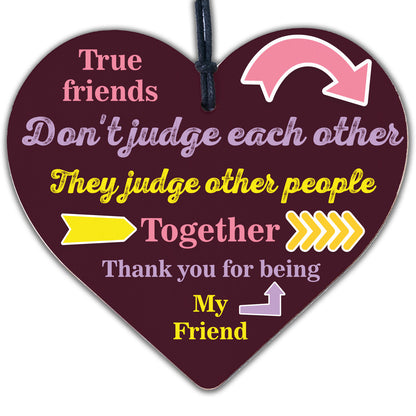 FUNNY Thank You Gift For Best Friend Wood Heart Friendship Plaques Birthday Gift