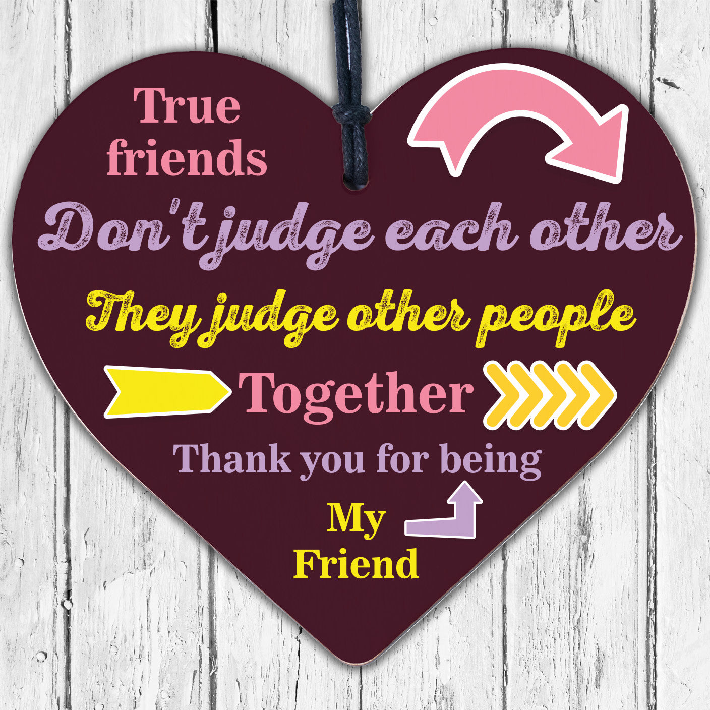 FUNNY Thank You Gift For Best Friend Wood Heart Friendship Plaques Birthday Gift