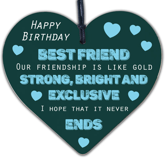 Birthday Best Friend Gift Wooden Heart Friendship Sign Thank You Keepsake Gift