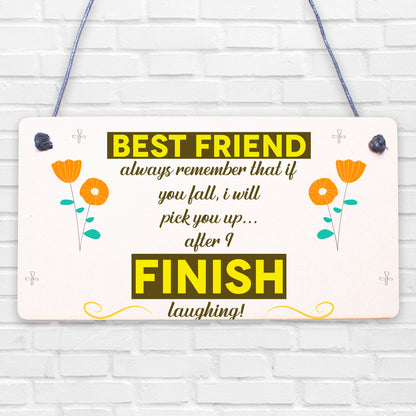 BEST FRIEND - I Will Pick You Up After I Finish Laughing! Friendship Gift Plaque