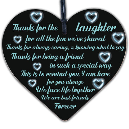 Best Friend Friendship Sign Wooden Hanging Heart Plaque Birthday Gift For Friend