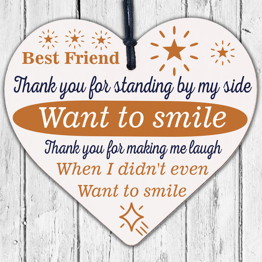 Thank You Friendship Sign Best Friend Plaque Gift Shabby Chic Wood Hanging Heart