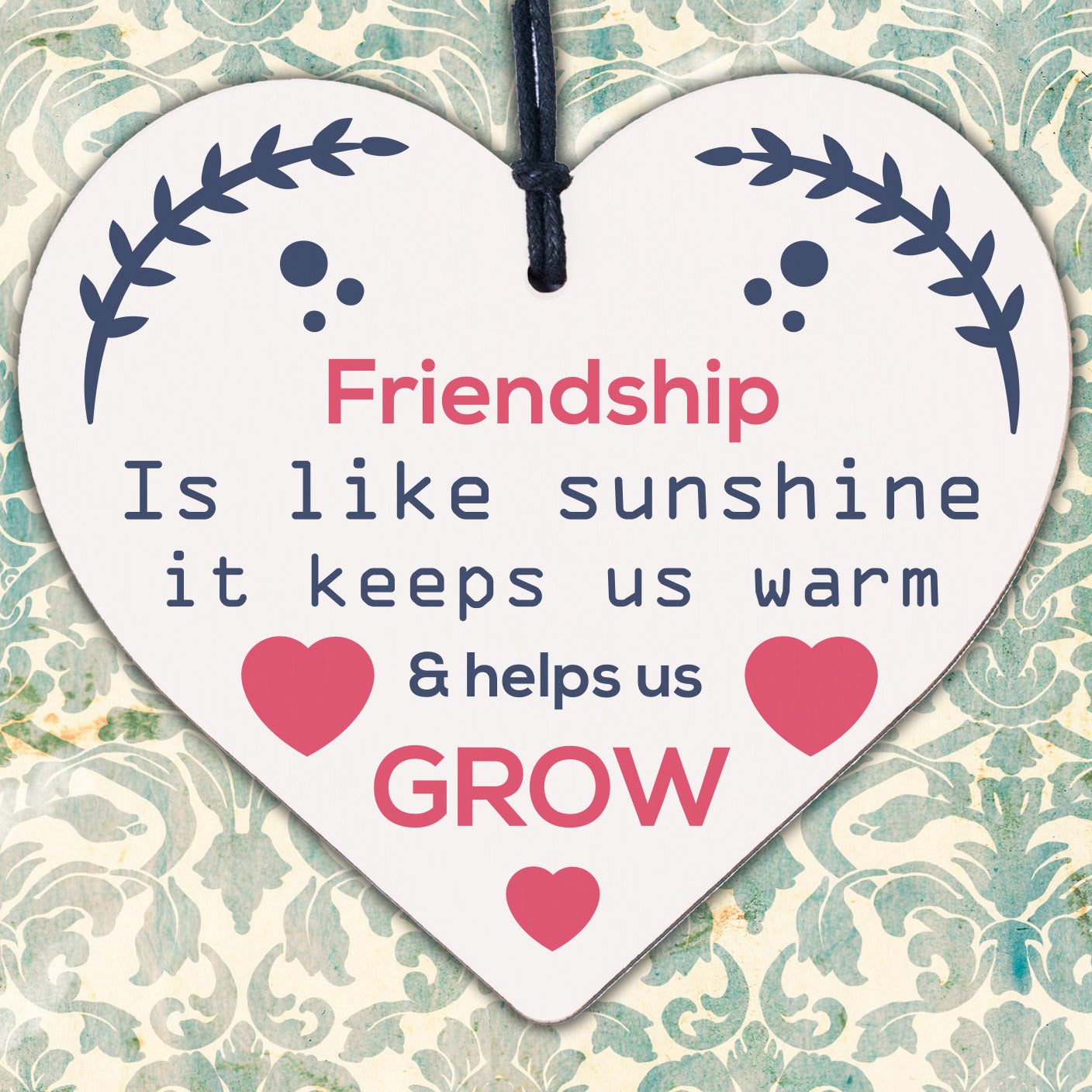 Friendship Like Sunshine Wood Heart Sign Best Friend Gift Thank You Birthday