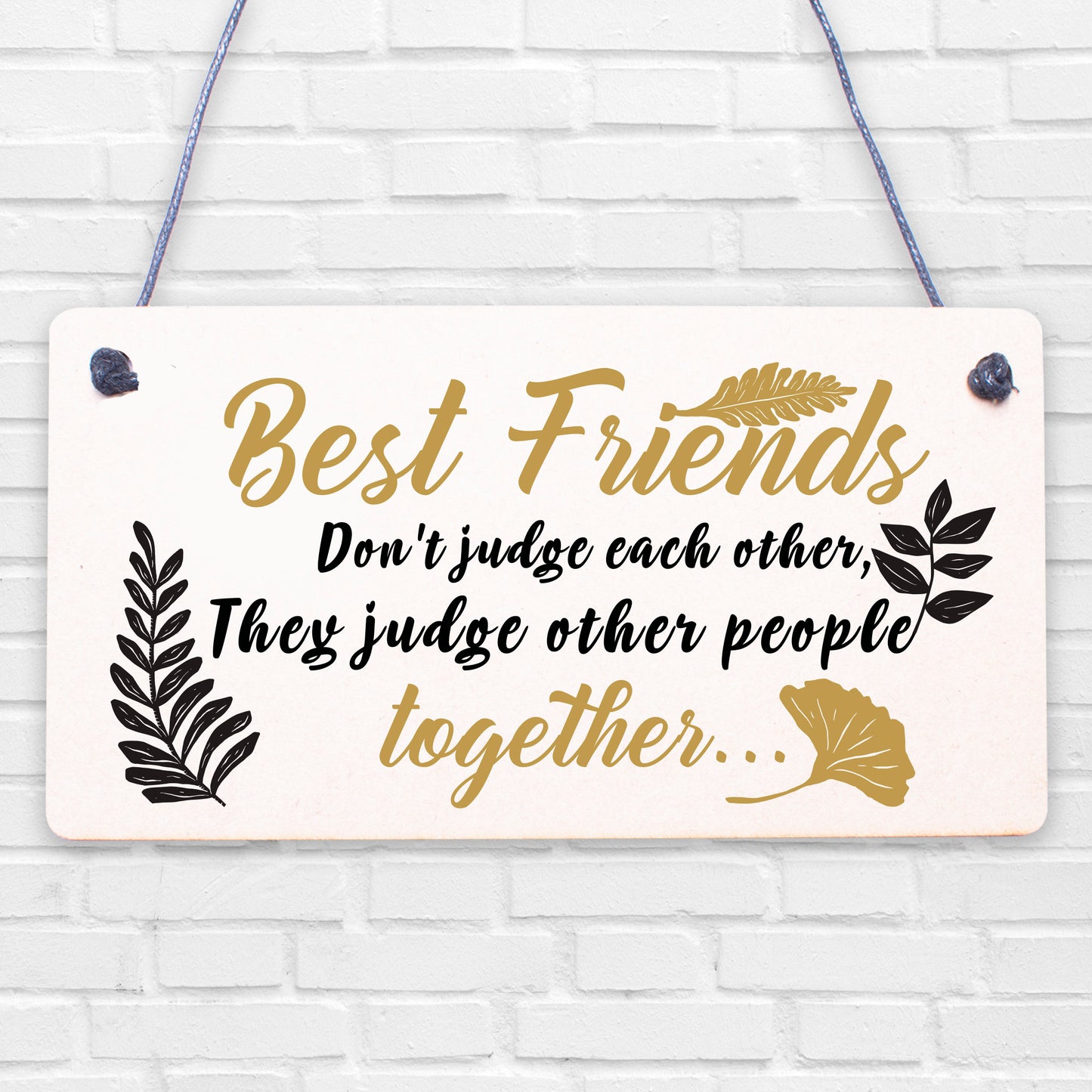 Best Friends Judge Others Friendship Love Gift Hanging Plaque Funny Friend Sign