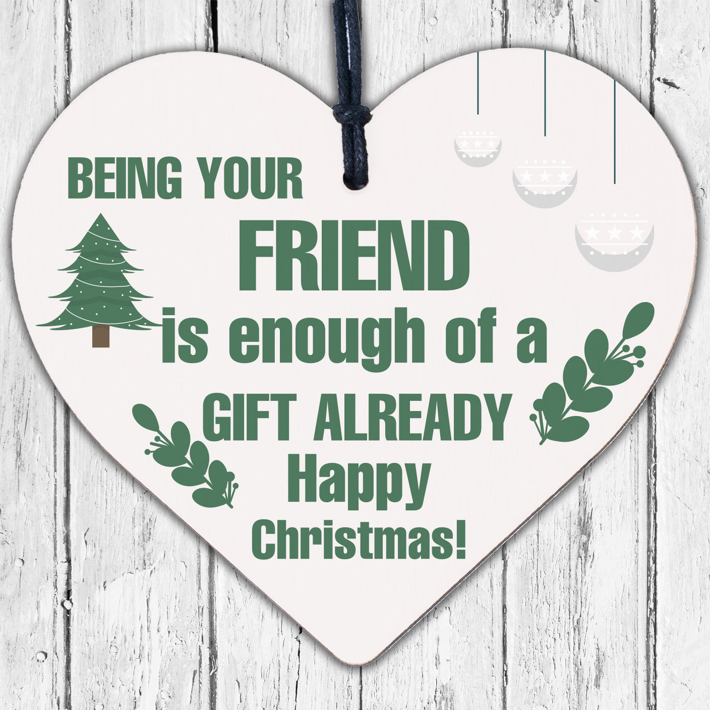 Funny Friendship Christmas Gift Novelty Wooden Heart Joke Present Best Friend