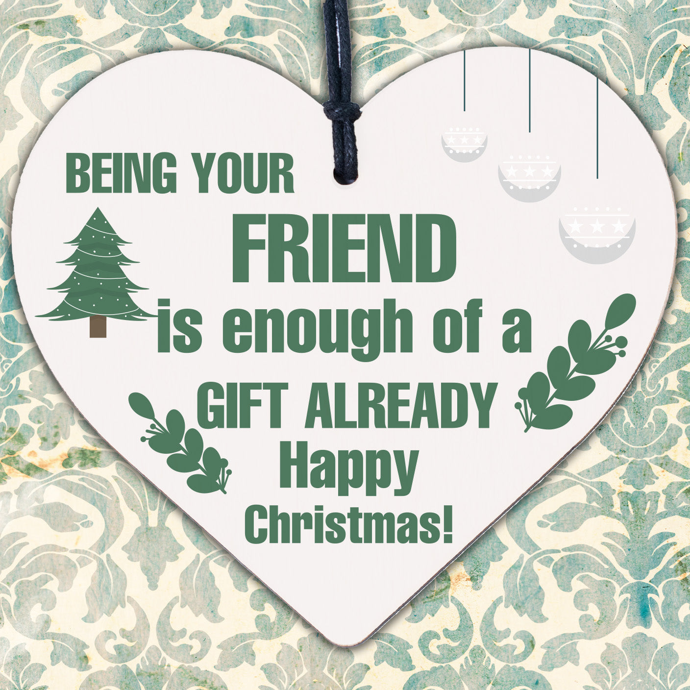 Funny Friendship Christmas Gift Novelty Wooden Heart Joke Present Best Friend