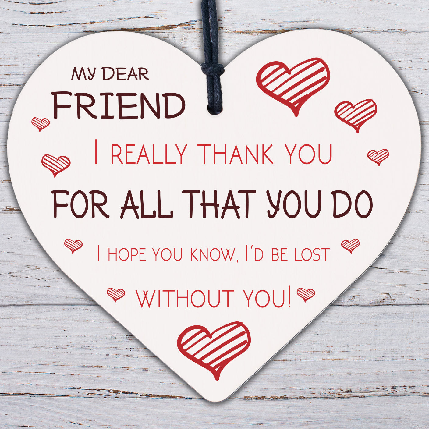 Dear Friend Gift Wood Heart Birthday Christmas Gift For Best Friend Thank You