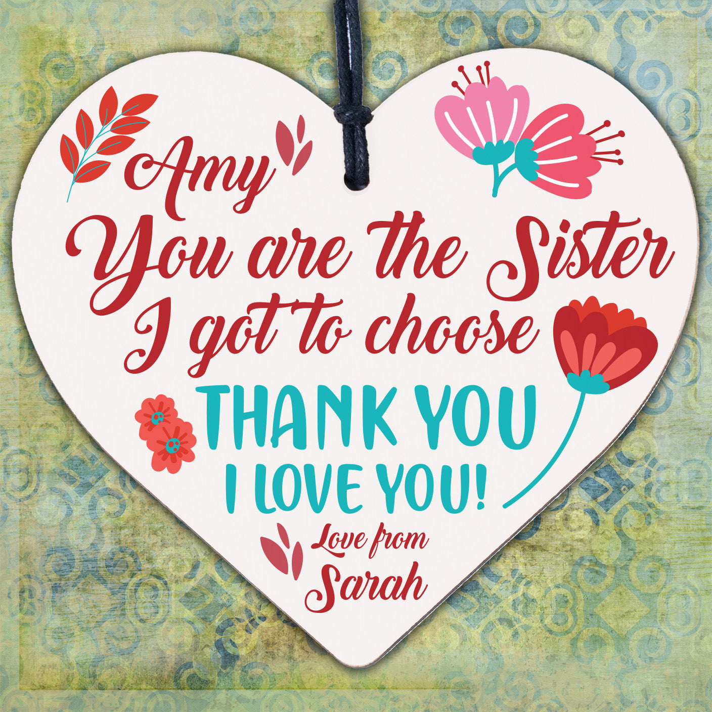 Sister Gift Plaque Wood Heart Thank You Best Friend Plaque Friendship Plaque