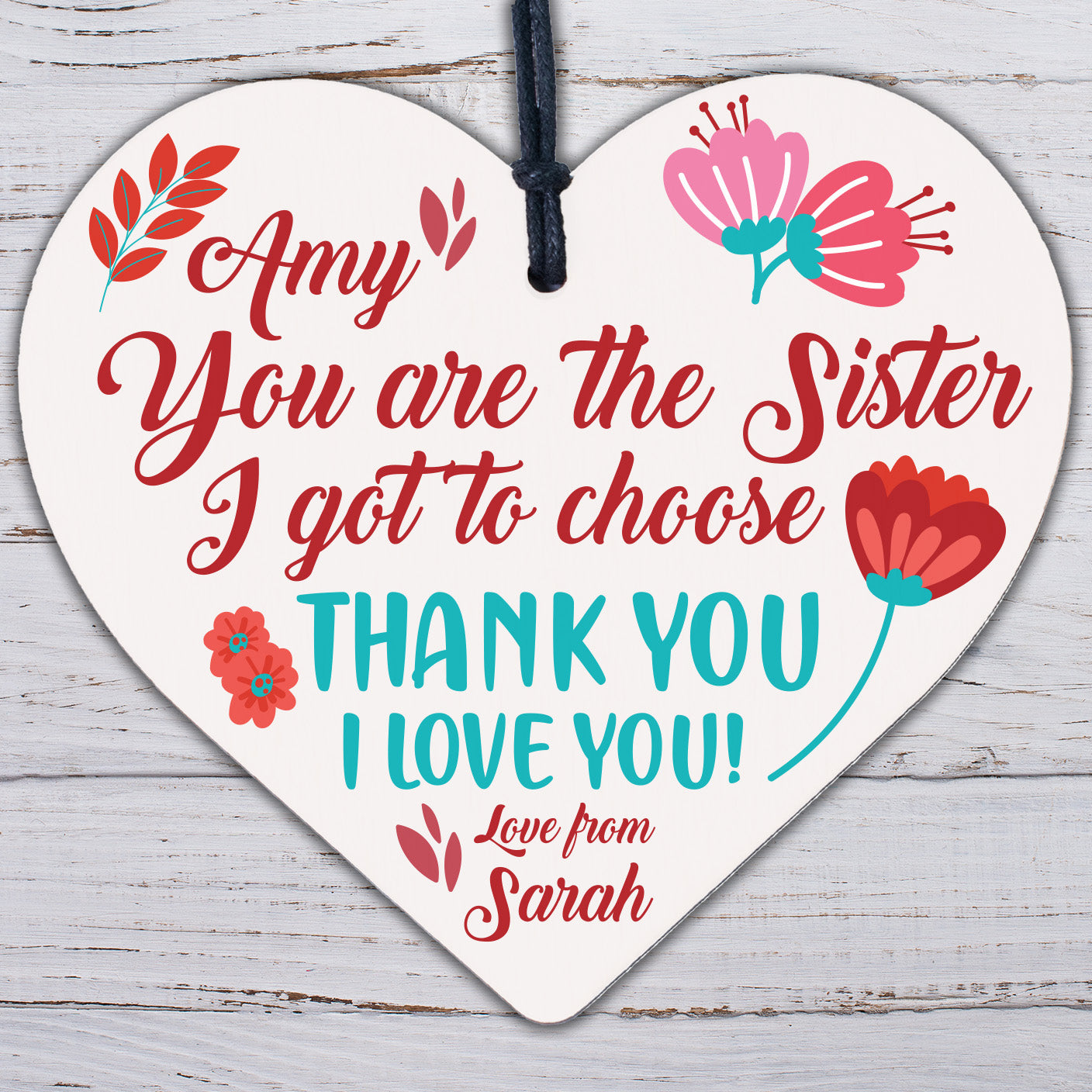 Sister Gift Plaque Wood Heart Thank You Best Friend Plaque Friendship Plaque