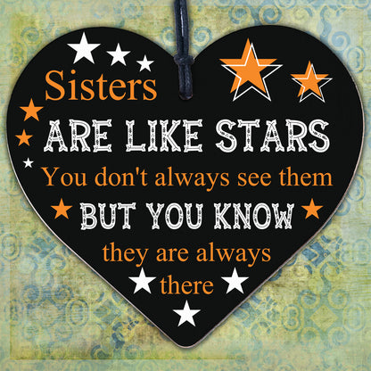 Sisters Are Like Stars Wooden Heart Thank You Gift For Birthday Best Friend Gift