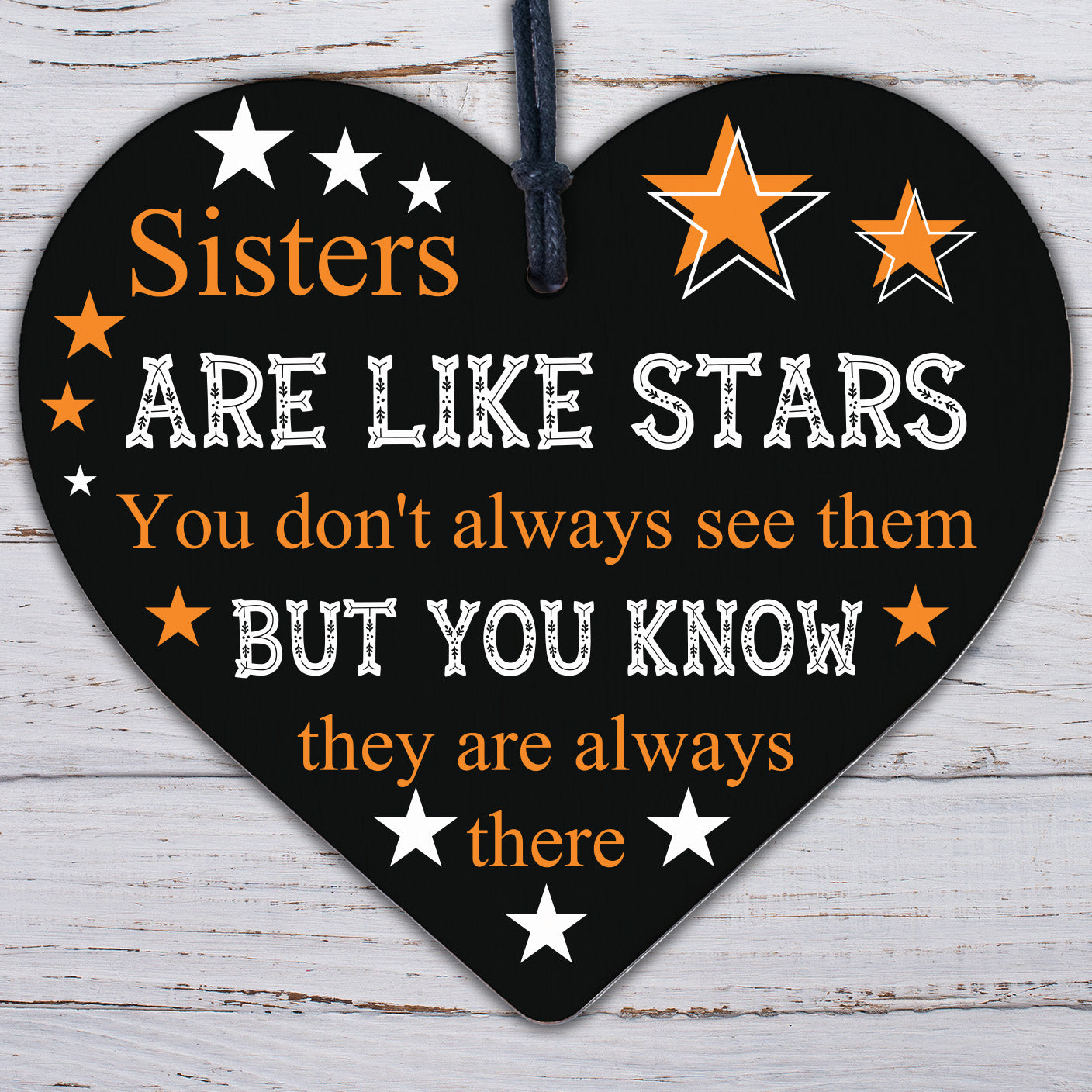 Sisters Are Like Stars Wooden Heart Thank You Gift For Birthday Best Friend Gift