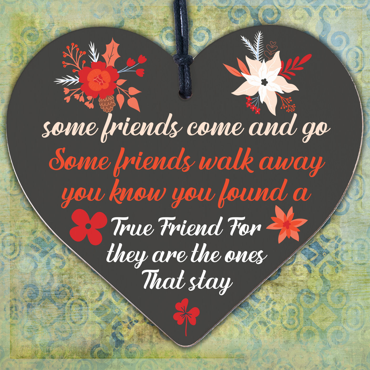 True Friend Sentimental Best Friend Friendship Gift Wood Heart Sign Birthday