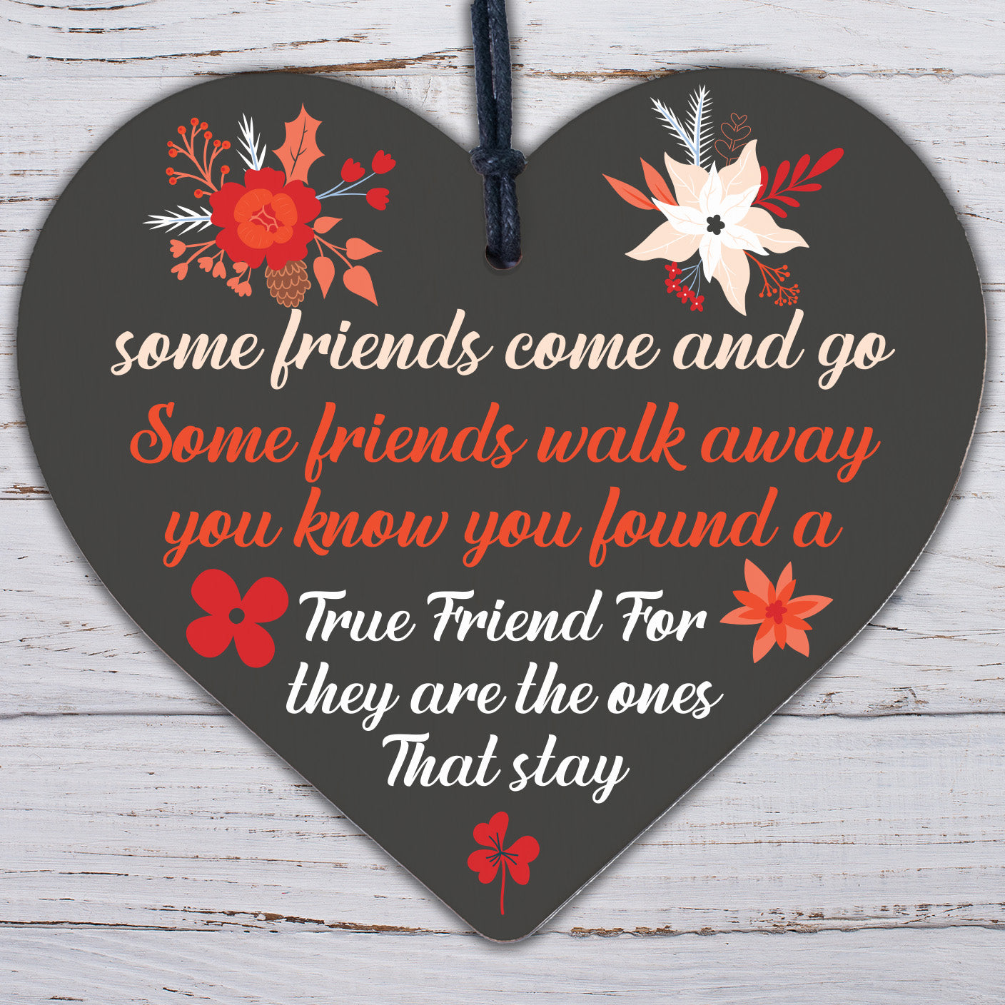 True Friend Sentimental Best Friend Friendship Gift Wood Heart Sign Birthday