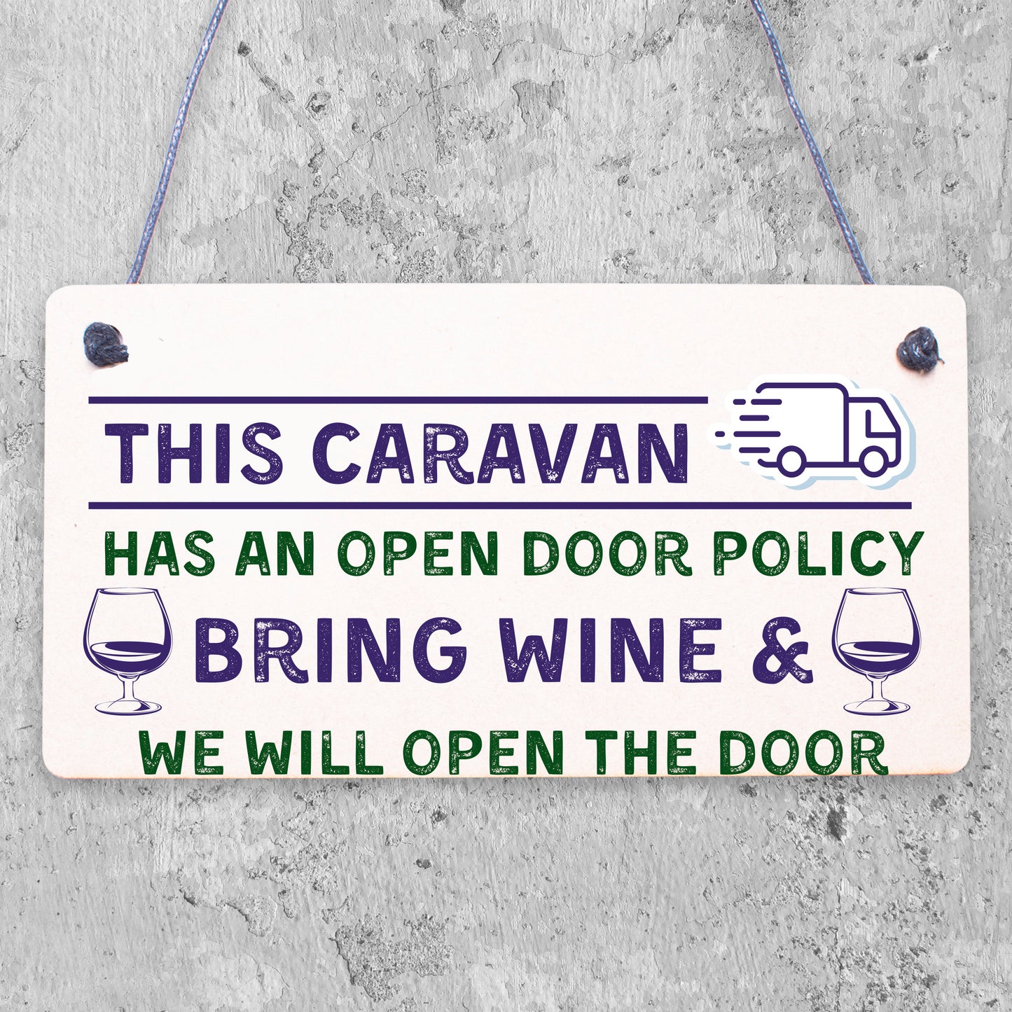 Open Door Policy Caravan Wood Plaque Shabby Chic Sign Best Friend Alcohol Gift