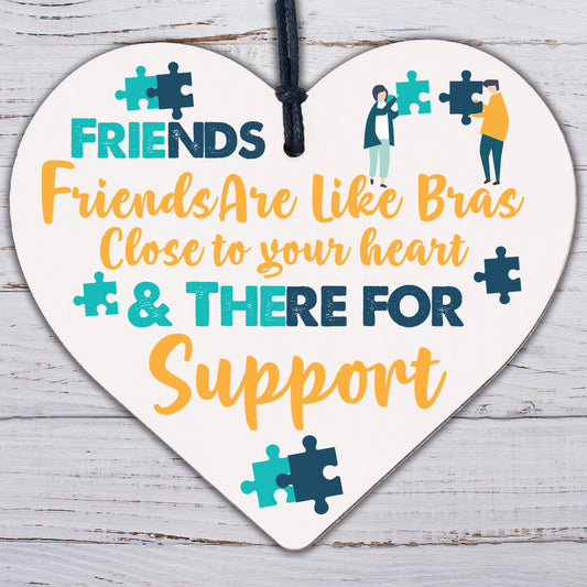 Funny Friendship Thank You Wooden Heart Sign Best Friend Birthday Christmas Gift