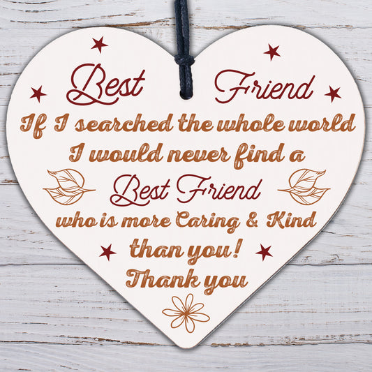 BEST FRIEND Friendship Gift For Friend Birthday Christmas Thank You Wooden Heart