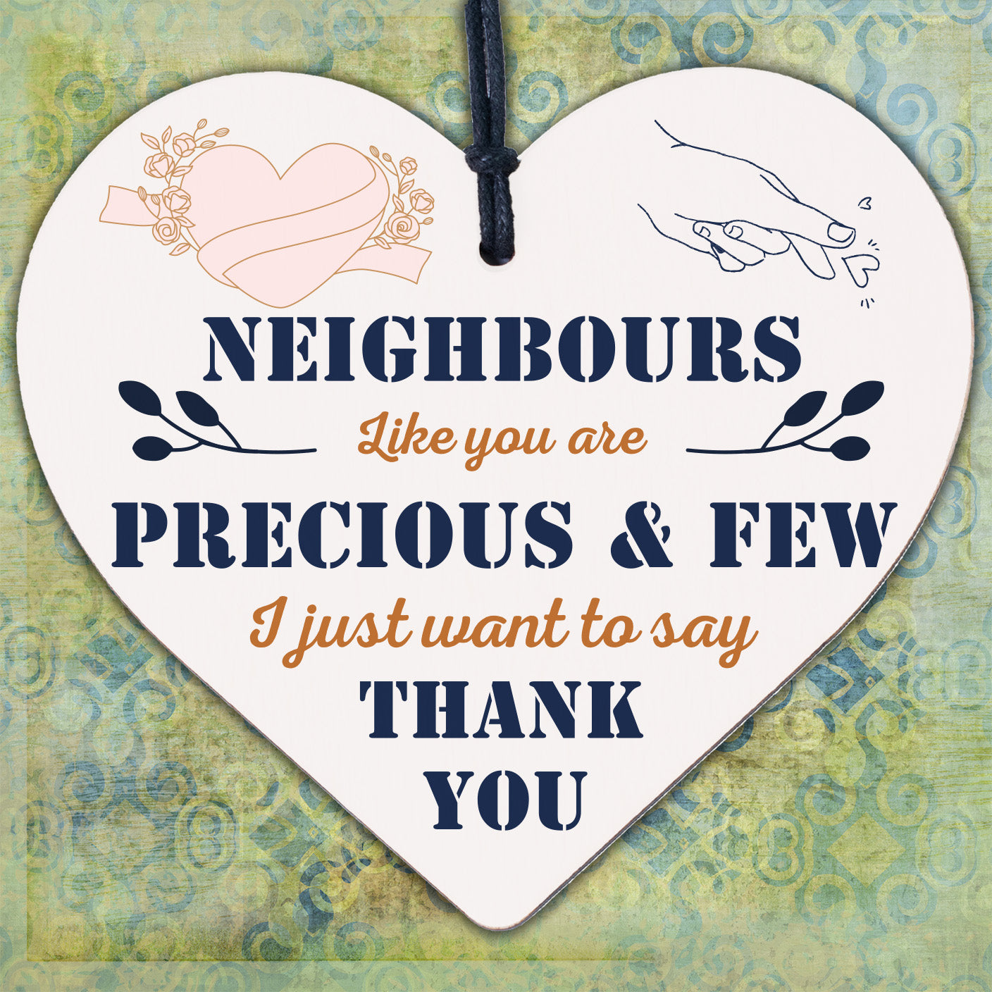 Neighbour Friendship Gift Handmade Wooden Heart Plaque Sign Thank You Gifts