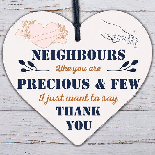 Neighbour Friendship Gift Handmade Wooden Heart Plaque Sign Thank You Gifts