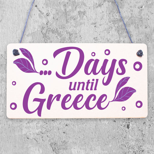 Chalkboard Holiday Countdown To GREECE Wall Sign Novelty Gift For Friend Family