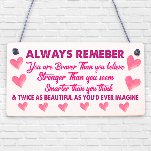 Stronger Inspirational Wall Plaque Friendship Gifts Quote Heart Friend Love Sign