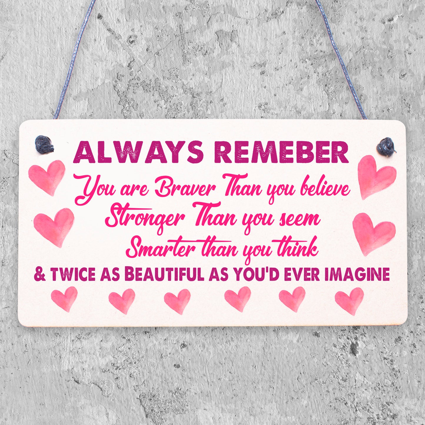 Stronger Inspirational Wall Plaque Friendship Gifts Quote Heart Friend Love Sign