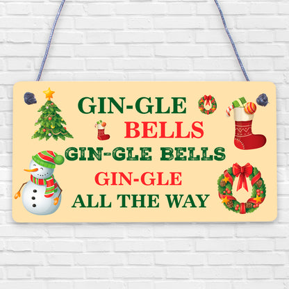 Funny Gin Sign Hanging Plaque Christmas Decoration Xmas Friendship Alcohol Gifts