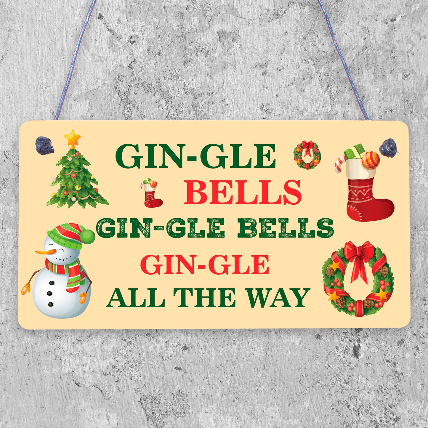 Funny Gin Sign Hanging Plaque Christmas Decoration Xmas Friendship Alcohol Gifts