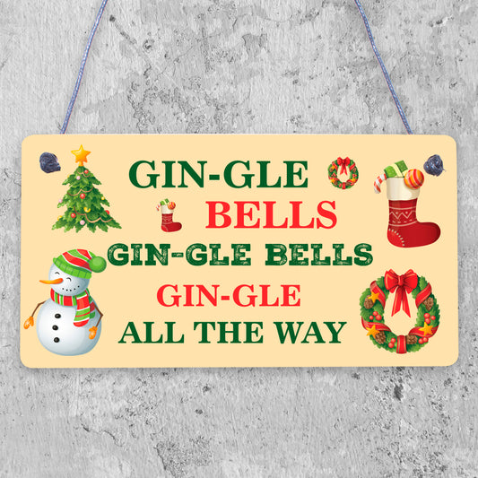 Funny Gin Sign Hanging Plaque Christmas Decoration Xmas Friendship Alcohol Gifts