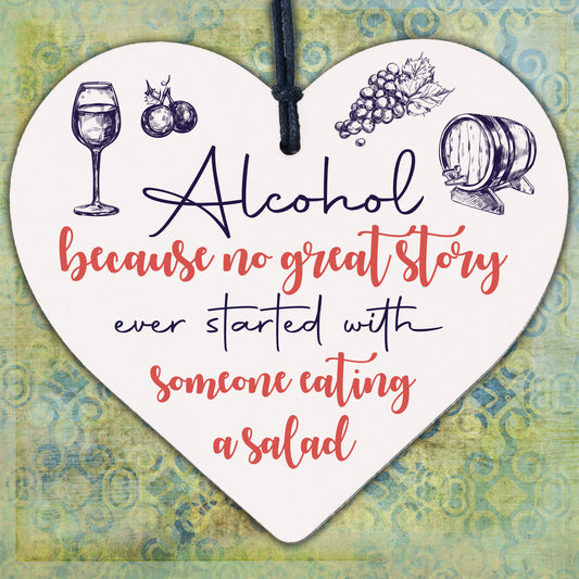 Alcohol Great Stories Novelty Hanging Plaque Friendship Sign Funny Joke Gift