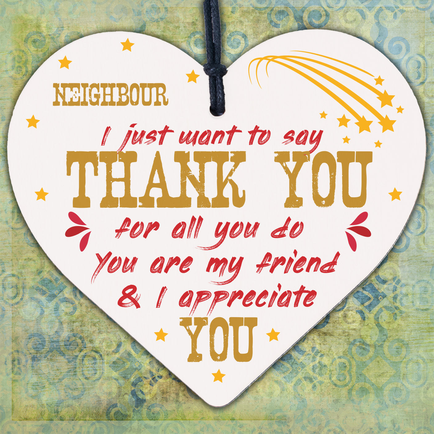 Neighbour Thank You Gift Handmade Wooden Heart Sign Friendship Gift For Friend