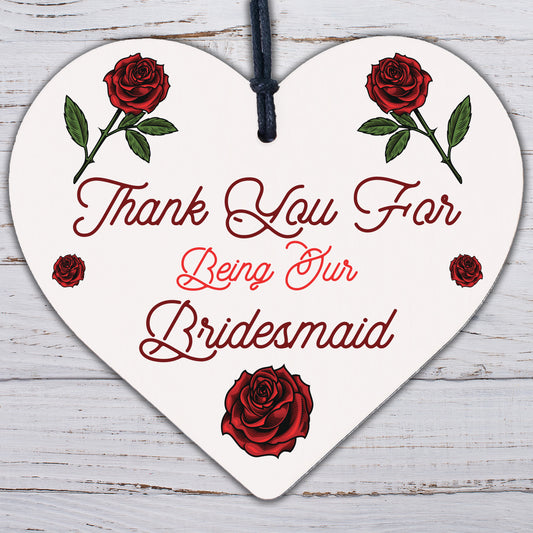 Thank You For Being Our Bridesmaid Engraved Heart Wedding Gift Friendship Gift