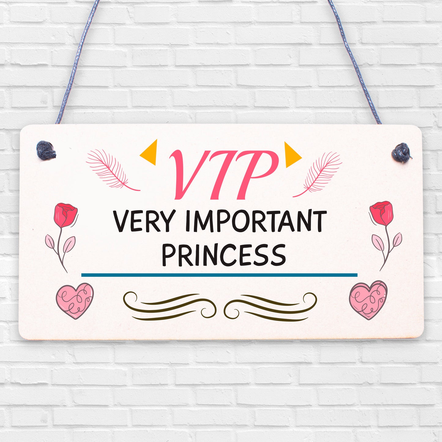 VIP Princess Novelty Hanging Plaque Friendship Gift Daughter Bedroom Door Sign