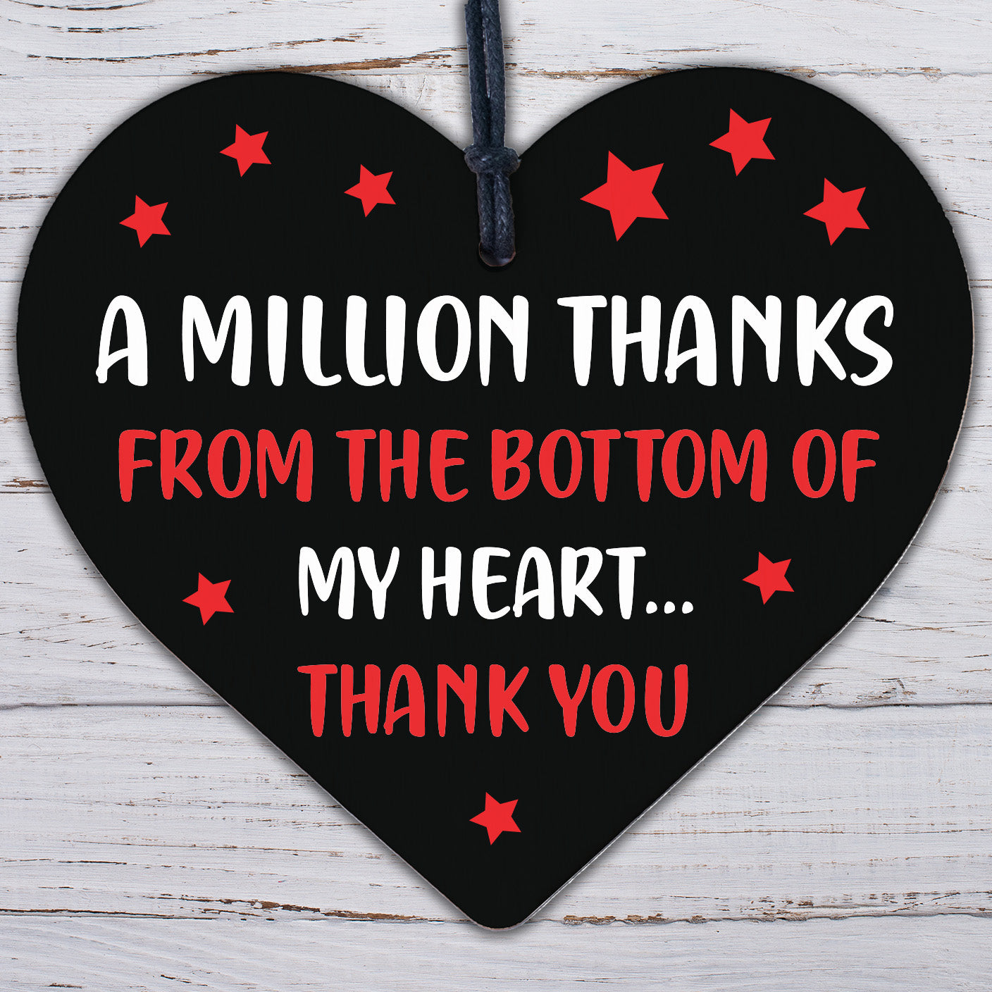 A Million Thanks From My Heart Wooden Hanging Thank You Friendship Love Gift