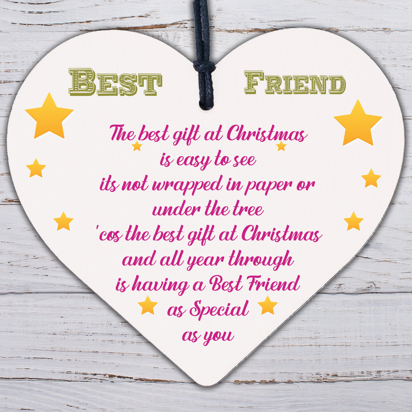 Christmas Gifts For Friend Christmas Card Friendship Thank You Wood Heart Plaque