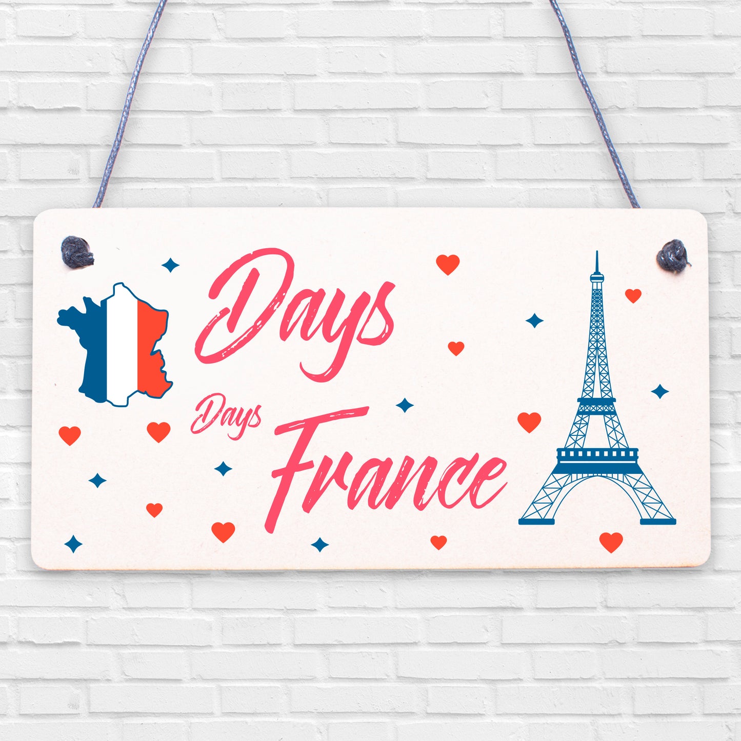 Chalkboard Holiday Countdown FRANCE Hanging Plaque Accessories Friendship Gifts