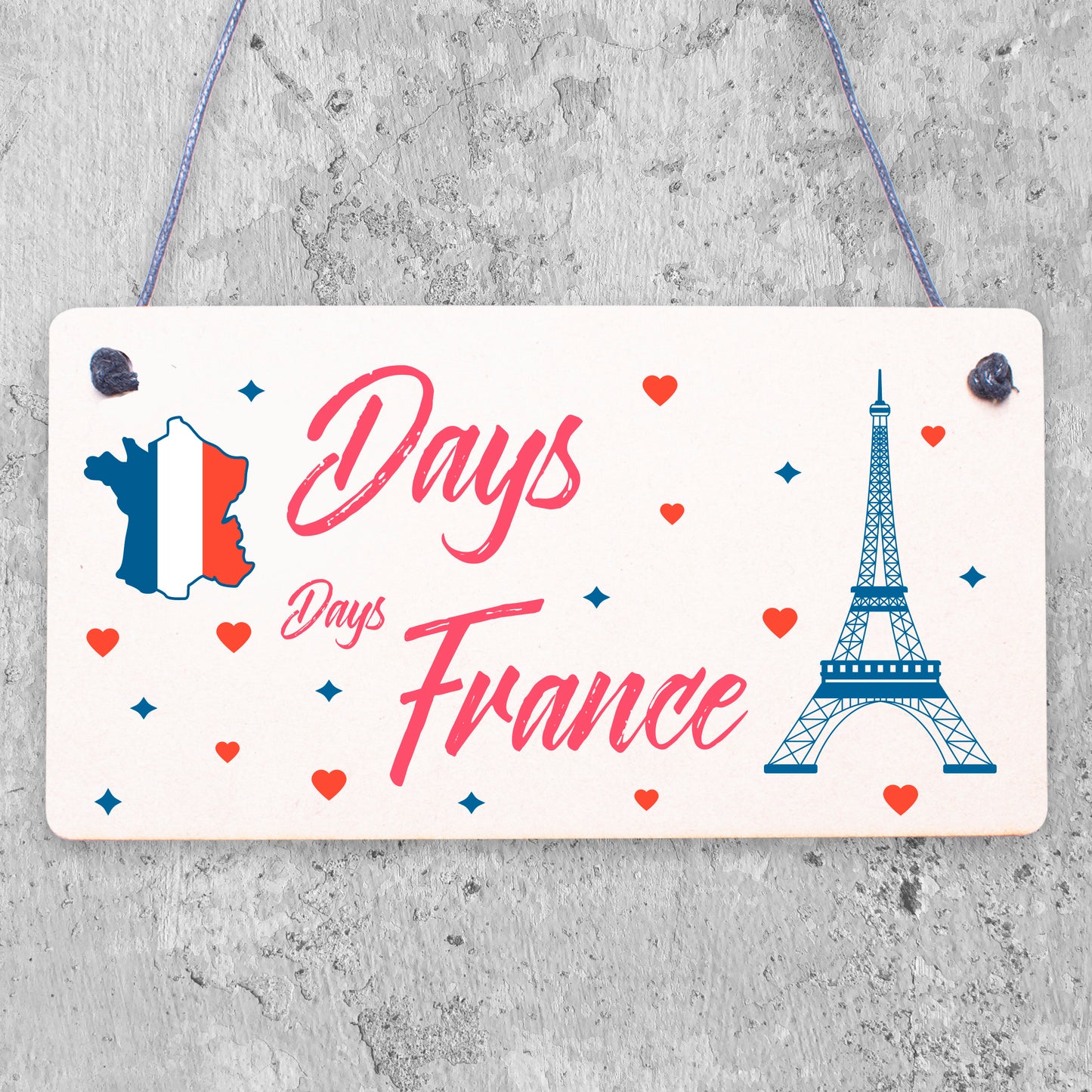 Chalkboard Holiday Countdown FRANCE Hanging Plaque Accessories Friendship Gifts