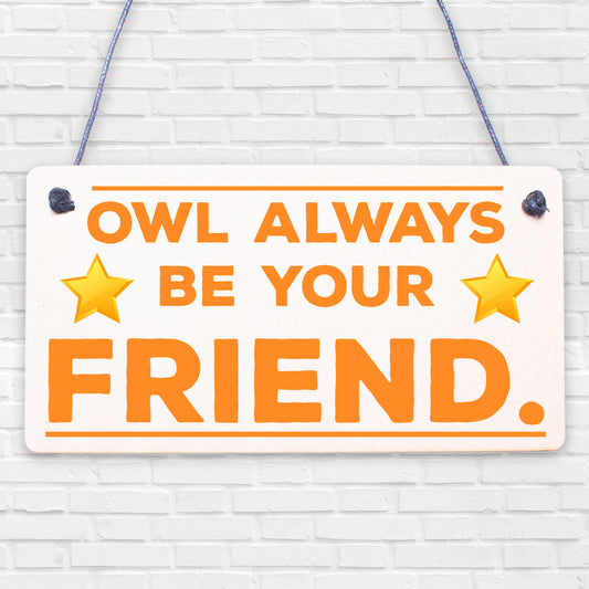 Owl Always Be Your Friend Novelty Friendship Cute Hanging Wood Plaque Gift Sign