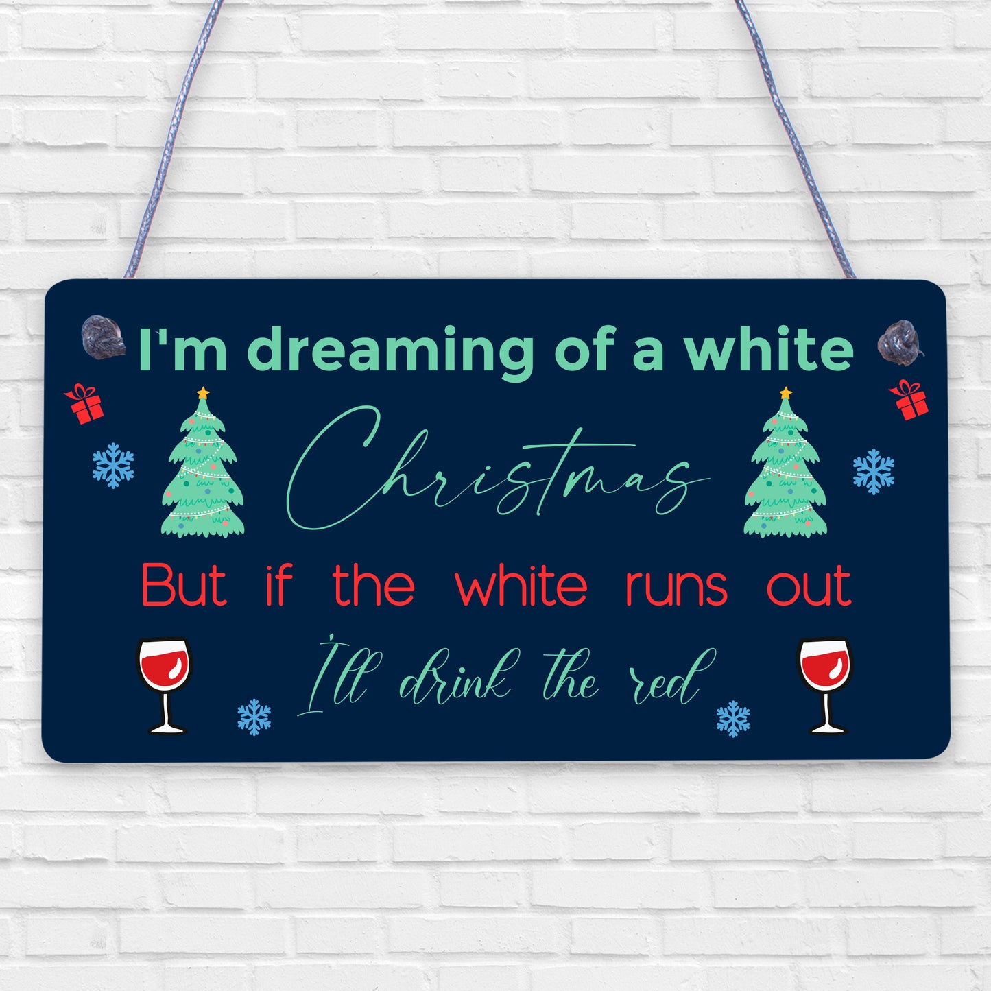 Funny Alcohol Sign Hanging Plaque Christmas Decoration Xmas Friendship Wine Gift