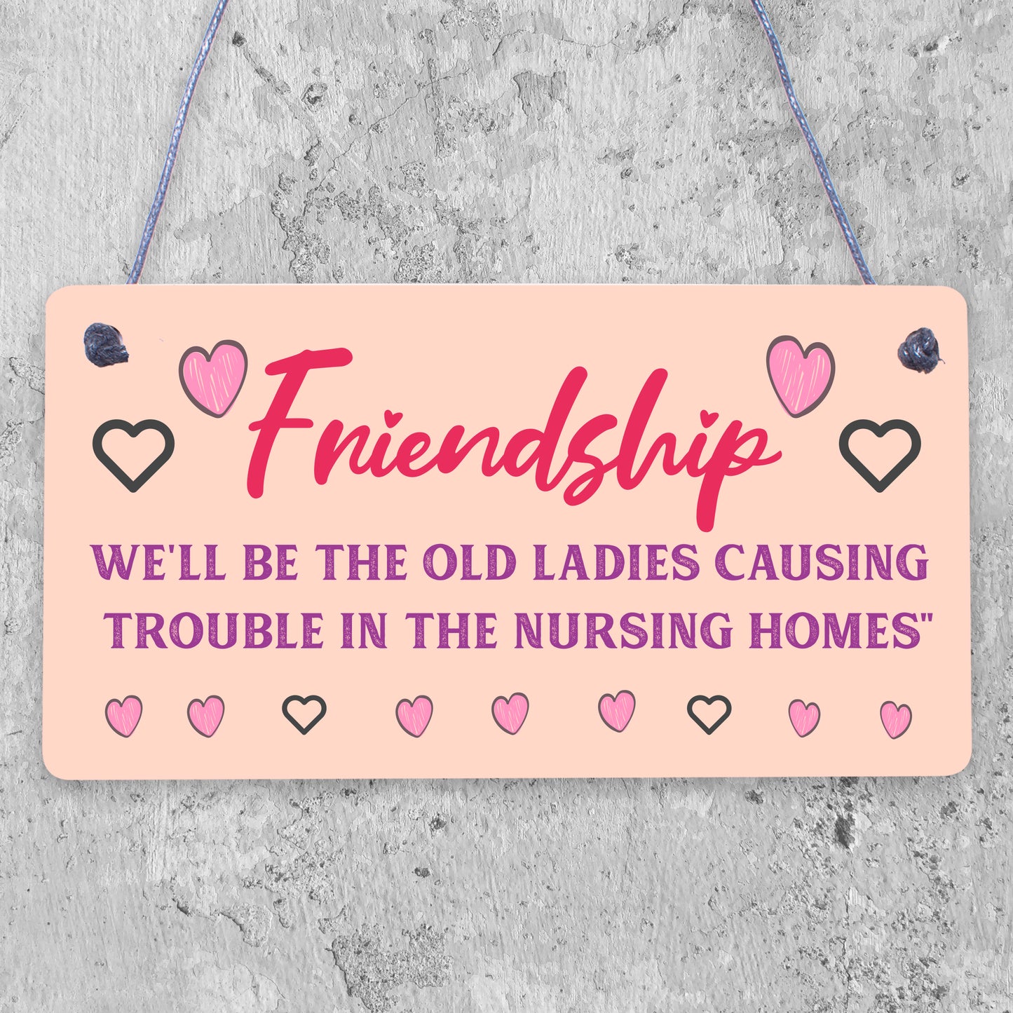 Friendship Old Ladies Causing Trouble Novelty Wooden Hanging Plaque Friends Sign