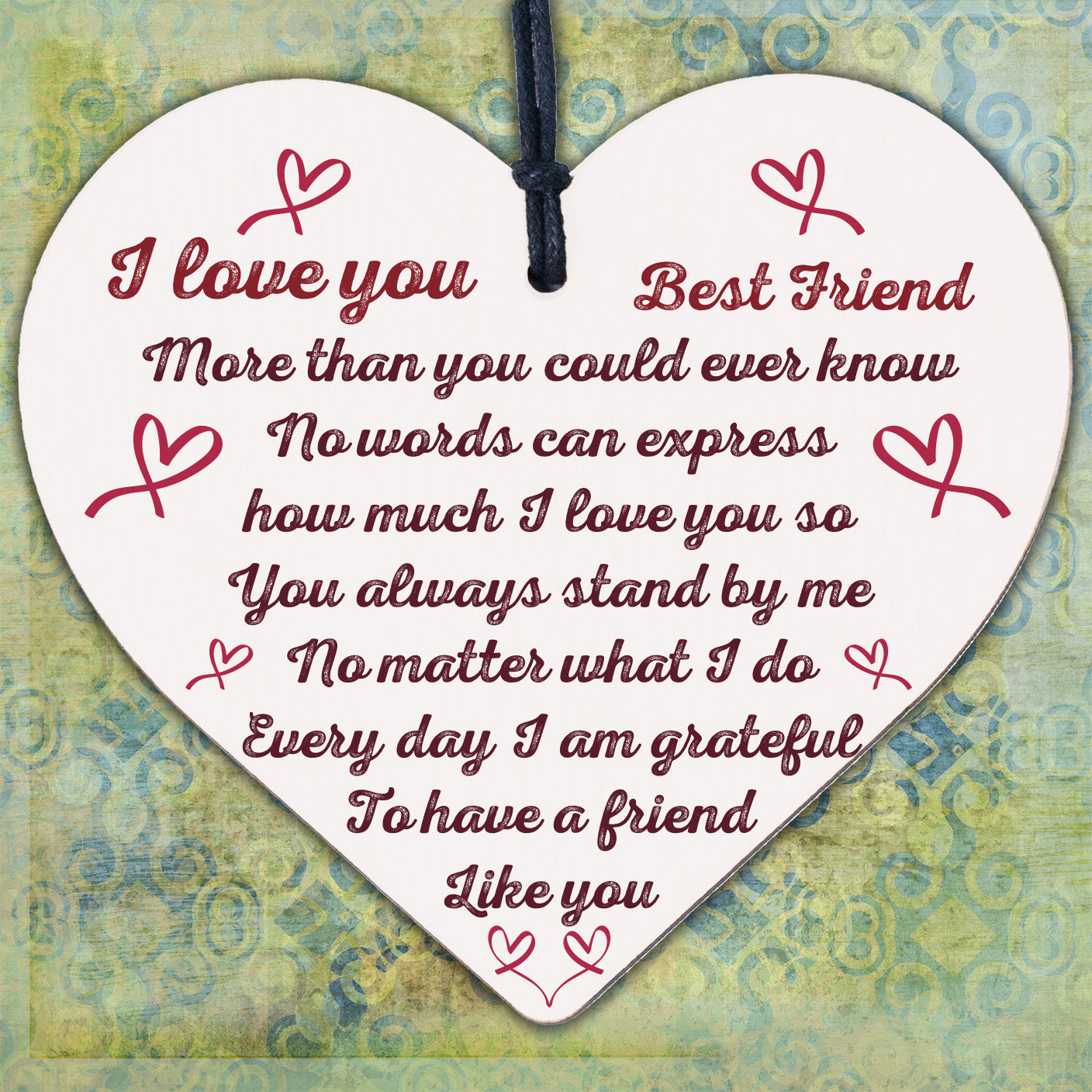 Friends Like You Friendship Sign Wood Heart Chic Plaque Thank You Gift Keepsake