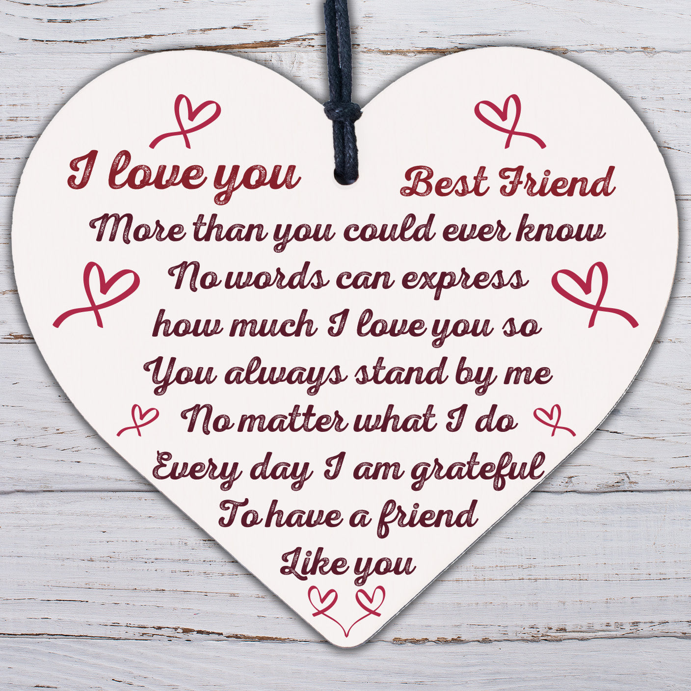 Friends Like You Friendship Sign Wood Heart Chic Plaque Thank You Gift Keepsake