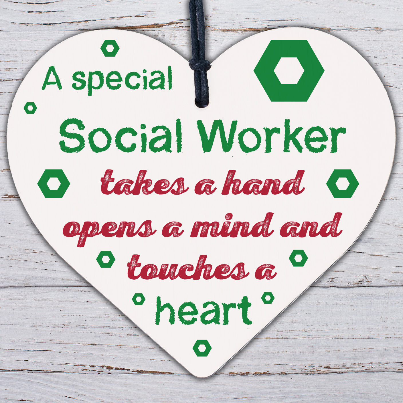 Social Worker Gift THANK YOU Wood Heart Birthday Christmas Colleague Friend Gift